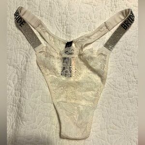 Victoria Secret Bridal Crystal trim Thong Size M - New With Tags